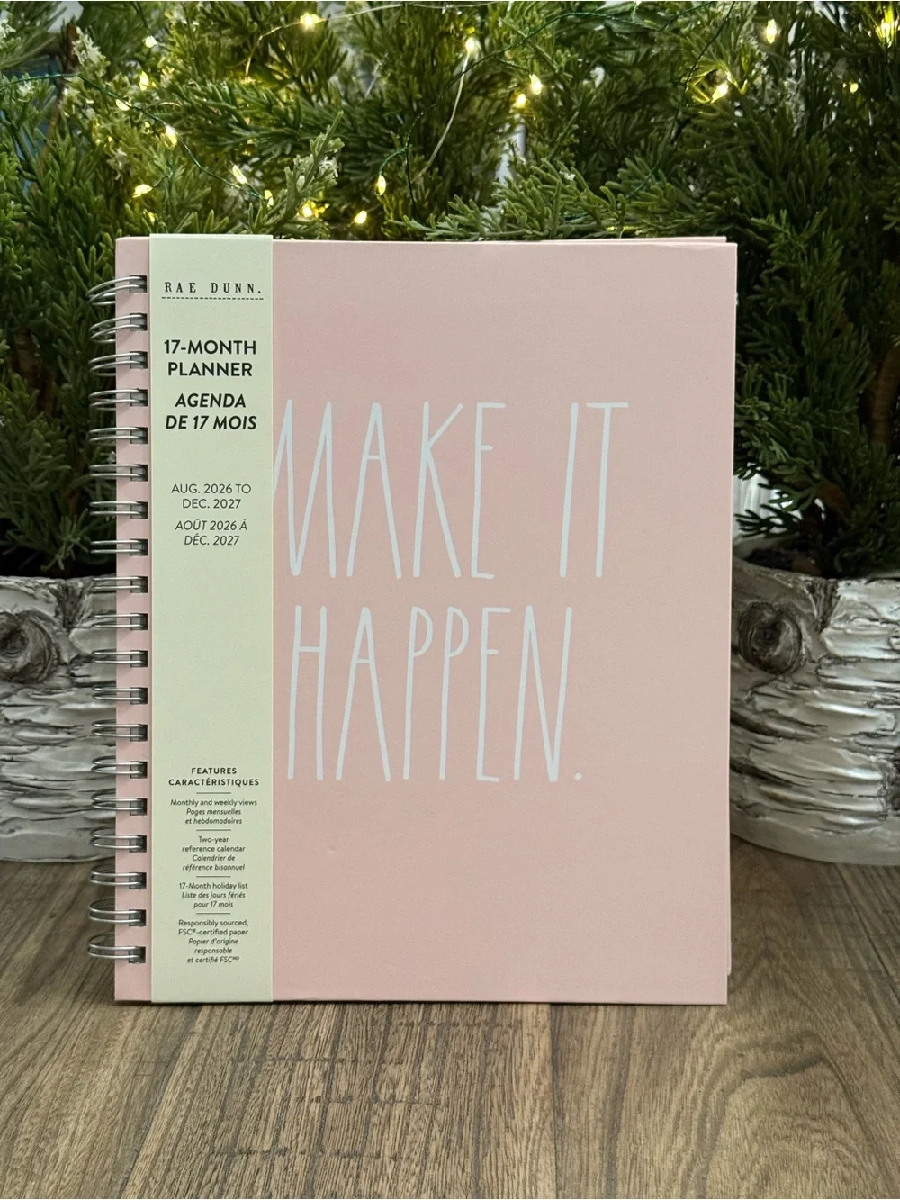 Brand NEW w/Tags Rae Dunn MAKE IT HAPPEN 17 Month Spiral Planner Aug ‘26-Dec ‘27